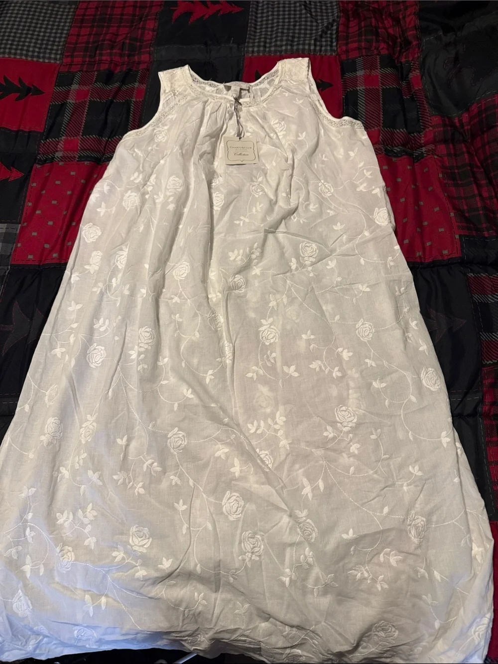 Charter Club White Embroidered Sleeveless Cotton Top